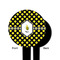 Bee & Polka Dots Black Plastic 6" Food Pick - Round - Single Sided - Front & Back