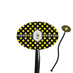 Bee & Polka Dots 7" Oval Plastic Stir Sticks - Black - Single Sided (Personalized)