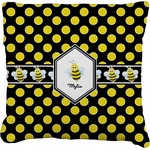 Bee & Polka Dots Faux-Linen Throw Pillow 18" (Personalized)