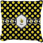 Bee & Polka Dots Faux-Linen Throw Pillow 20" (Personalized)