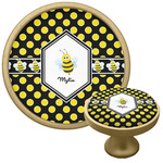 Bee & Polka Dots Cabinet Knob - Gold (Personalized)