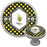 Bee & Polka Dots Cabinet Knob (Silver) (Personalized)