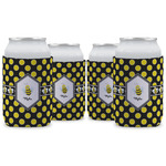 Bee & Polka Dots Can Cooler (12 oz) - Set of 4 w/ Name or Text