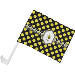 Bee & Polka Dots Car Flag - Small w/ Name or Text