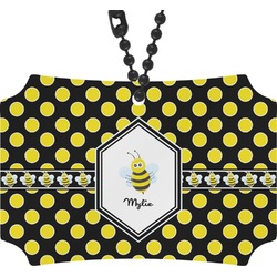 Bee & Polka Dots Rear View Mirror Ornament (Personalized)