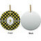 Bee & Polka Dots Ceramic Flat Ornament - Circle Front & Back (APPROVAL)