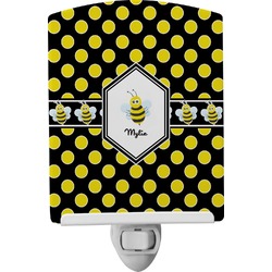 Bee & Polka Dots Ceramic Night Light (Personalized)