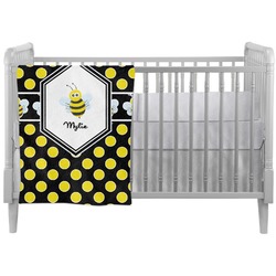 Bee & Polka Dots Crib Comforter / Quilt (Personalized)