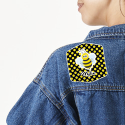 Bee & Polka Dots Twill Iron On Patch - Custom Shape (Personalized)