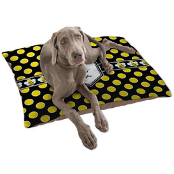 Bee & Polka Dots Dog Bed - Large w/ Name or Text