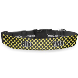 Bee & Polka Dots Deluxe Dog Collar - Small (8.5" to 12.5") (Personalized)