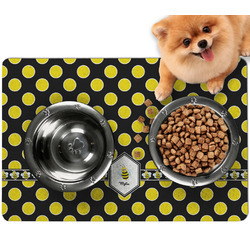 Bee & Polka Dots Dog Food Mat - Small w/ Name or Text