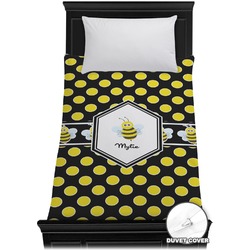 Bee & Polka Dots Duvet Cover - Twin (Personalized)
