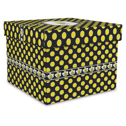 Bee & Polka Dots Gift Box with Lid - Canvas Wrapped - X-Large (Personalized)