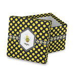 Bee & Polka Dots Gift Box with Lid - Canvas Wrapped (Personalized)