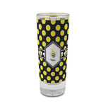 Bee & Polka Dots 2 oz Shot Glass -  Glass with Gold Rim - Set of 4 (Personalized)