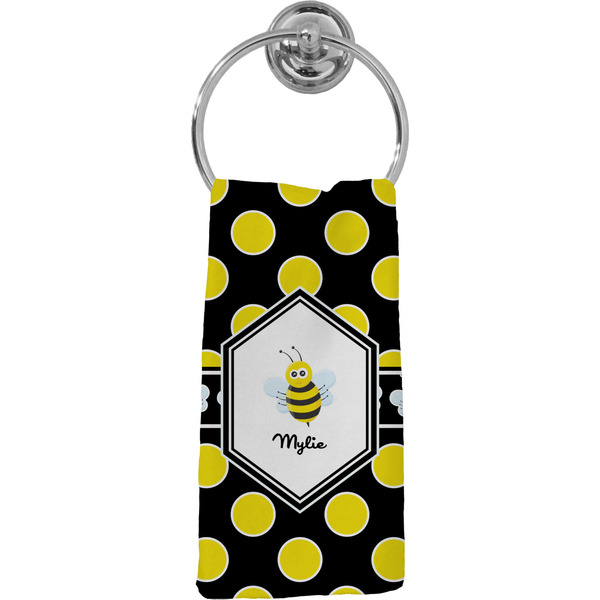 Custom Bee & Polka Dots Hand Towel - Full Print (Personalized)