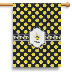 Bee & Polka Dots 28" House Flag - Single Sided (Personalized)