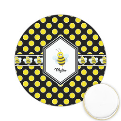 Bee & Polka Dots Printed Cookie Topper - 2.15" (Personalized)