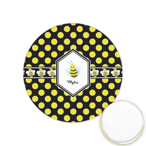 Custom Bee & Polka Dots Printed Cookie Topper - 1.25" (Personalized)