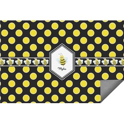 Bee & Polka Dots Indoor / Outdoor Rug - 6'x8' w/ Name or Text