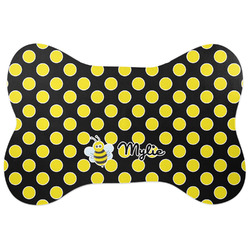 Bee & Polka Dots Bone Shaped Dog Food Mat (Personalized)