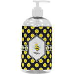 Bee & Polka Dots Plastic Soap / Lotion Dispenser (16 oz - Large - White) (Personalized)