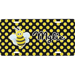 Bee & Polka Dots Front License Plate (Personalized)