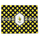 Bee & Polka Dots Single-Sided Linen Placemat - Single w/ Name or Text