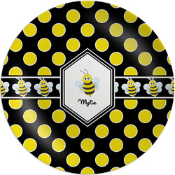 Bee & Polka Dots Melamine Plate (Personalized)