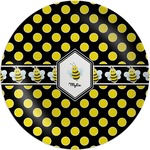 Bee & Polka Dots Melamine Plate (Personalized)