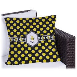 Bee & Polka Dots Outdoor Pillow - 18" (Personalized)