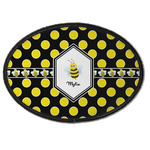 Bee & Polka Dots Iron On Oval Patch w/ Name or Text