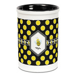 Bee & Polka Dots Ceramic Pencil Holders - Black