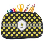 Bee & Polka Dots Neoprene Pencil Case - Medium w/ Name or Text