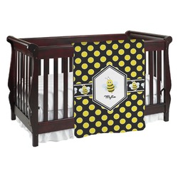 Bee & Polka Dots Baby Blanket (Single Sided) (Personalized)