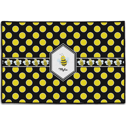 Bee & Polka Dots Door Mat - 36"x24" (Personalized)