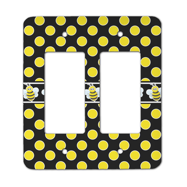 Custom Bee & Polka Dots Rocker Style Light Switch Cover - Two Switch