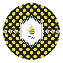 Bee & Polka Dots Round Decal - Large (Personalized)