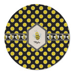 Bee & Polka Dots Round Linen Placemat - Single Sided (Personalized)