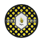 Bee & Polka Dots Iron On Round Patch w/ Name or Text