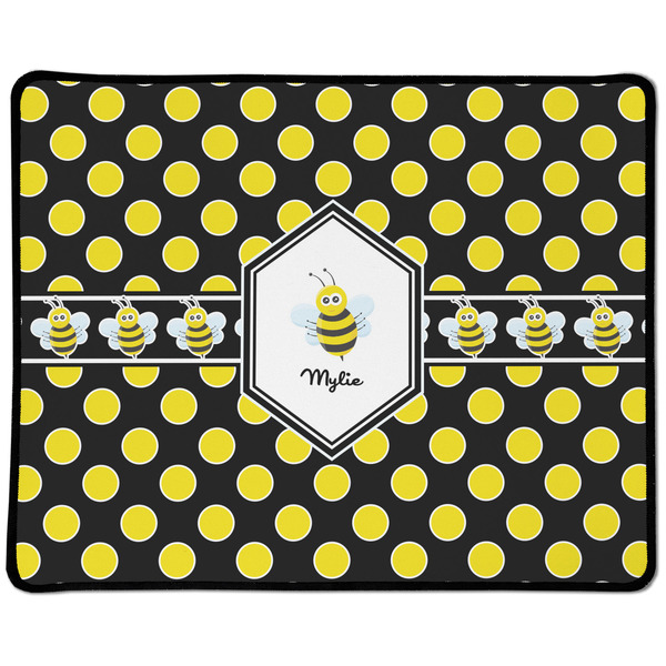 Custom Bee & Polka Dots Large Gaming Mouse Pad - 12.5" x 10" (Personalized)