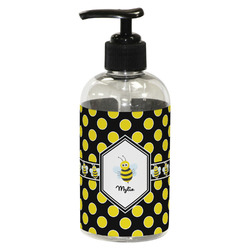 Bee & Polka Dots Plastic Soap / Lotion Dispenser (8 oz - Small - Black) (Personalized)