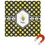 Bee & Polka Dots Square Car Magnet - 6" (Personalized)