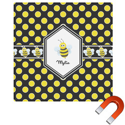 Bee & Polka Dots Square Car Magnet - 6" (Personalized)
