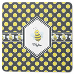 Bee & Polka Dots Square Rubber Backed Coaster (Personalized)