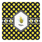 Bee & Polka Dots Square Decal - Small (Personalized)