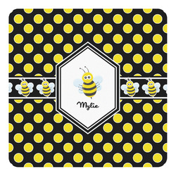 Bee & Polka Dots Square Decal - Large (Personalized)