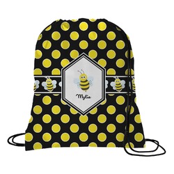 Bee & Polka Dots Drawstring Backpack - Large (Personalized)