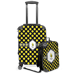 Bee & Polka Dots Kids 2-Piece Luggage Set - Suitcase & Backpack (Personalized)